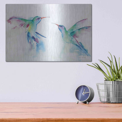 Luxe Metal Art 'Hummingbirds I' by Alan Majchrowicz, Metal Wall Art,16x12