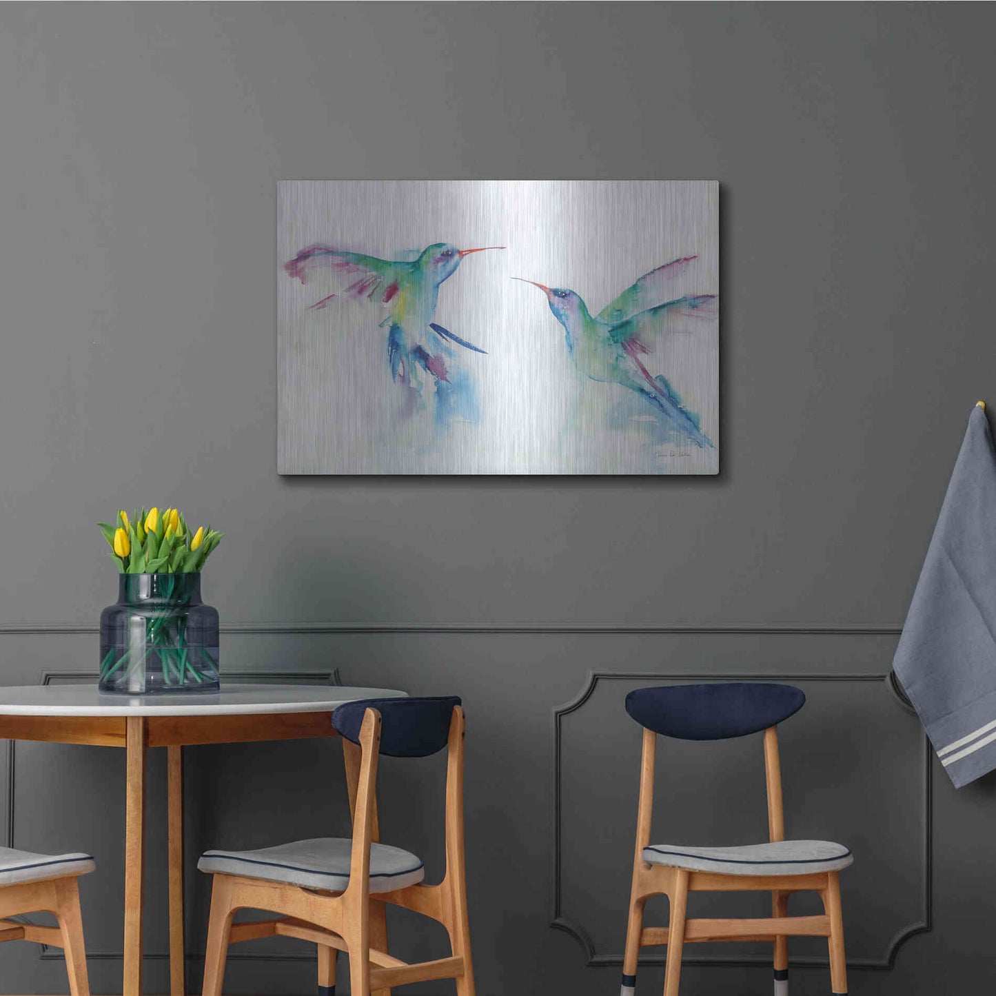 Luxe Metal Art 'Hummingbirds I' by Alan Majchrowicz, Metal Wall Art,36x24