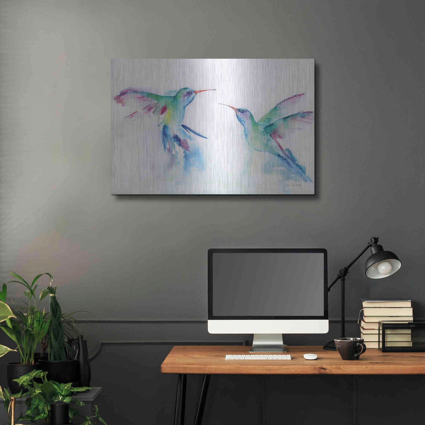 Luxe Metal Art 'Hummingbirds I' by Alan Majchrowicz, Metal Wall Art,36x24