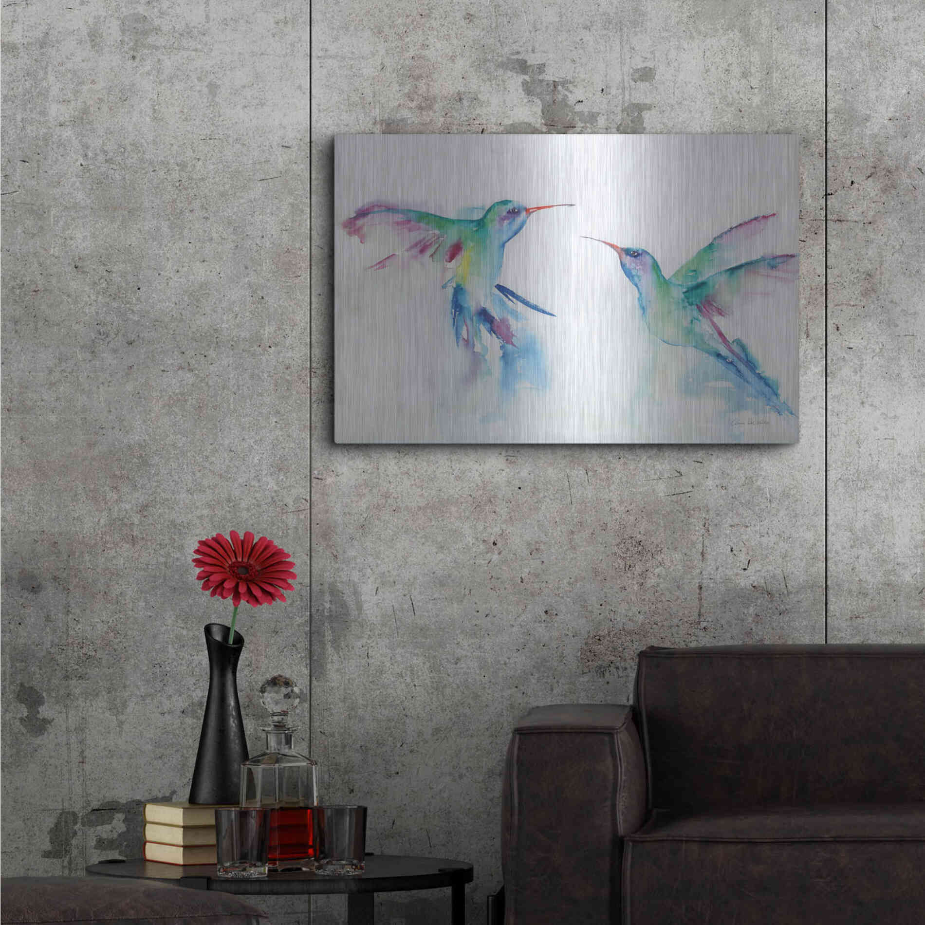 Luxe Metal Art 'Hummingbirds I' by Alan Majchrowicz, Metal Wall Art,36x24