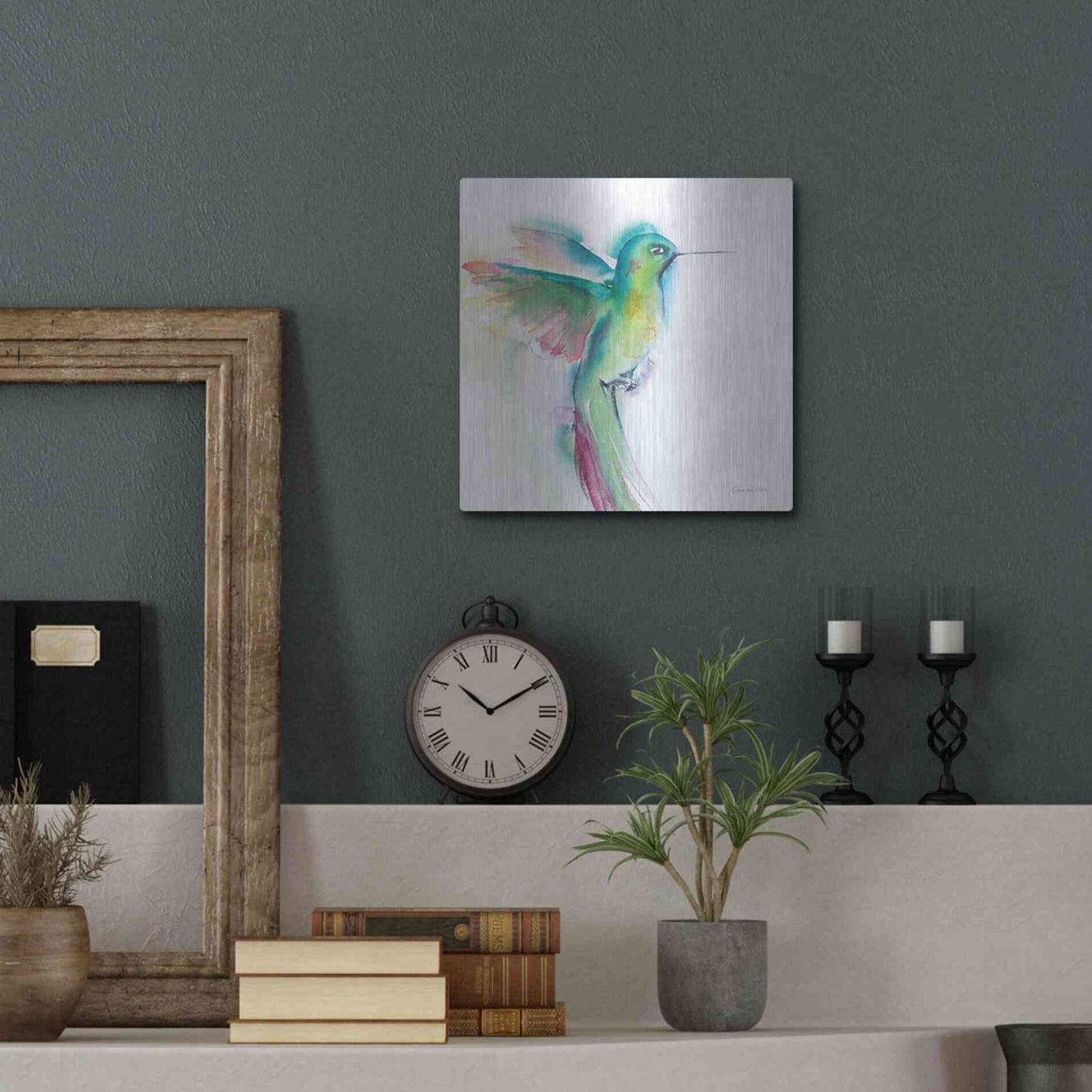 Luxe Metal Art 'Hummingbirds II' by Alan Majchrowicz, Metal Wall Art,12x12