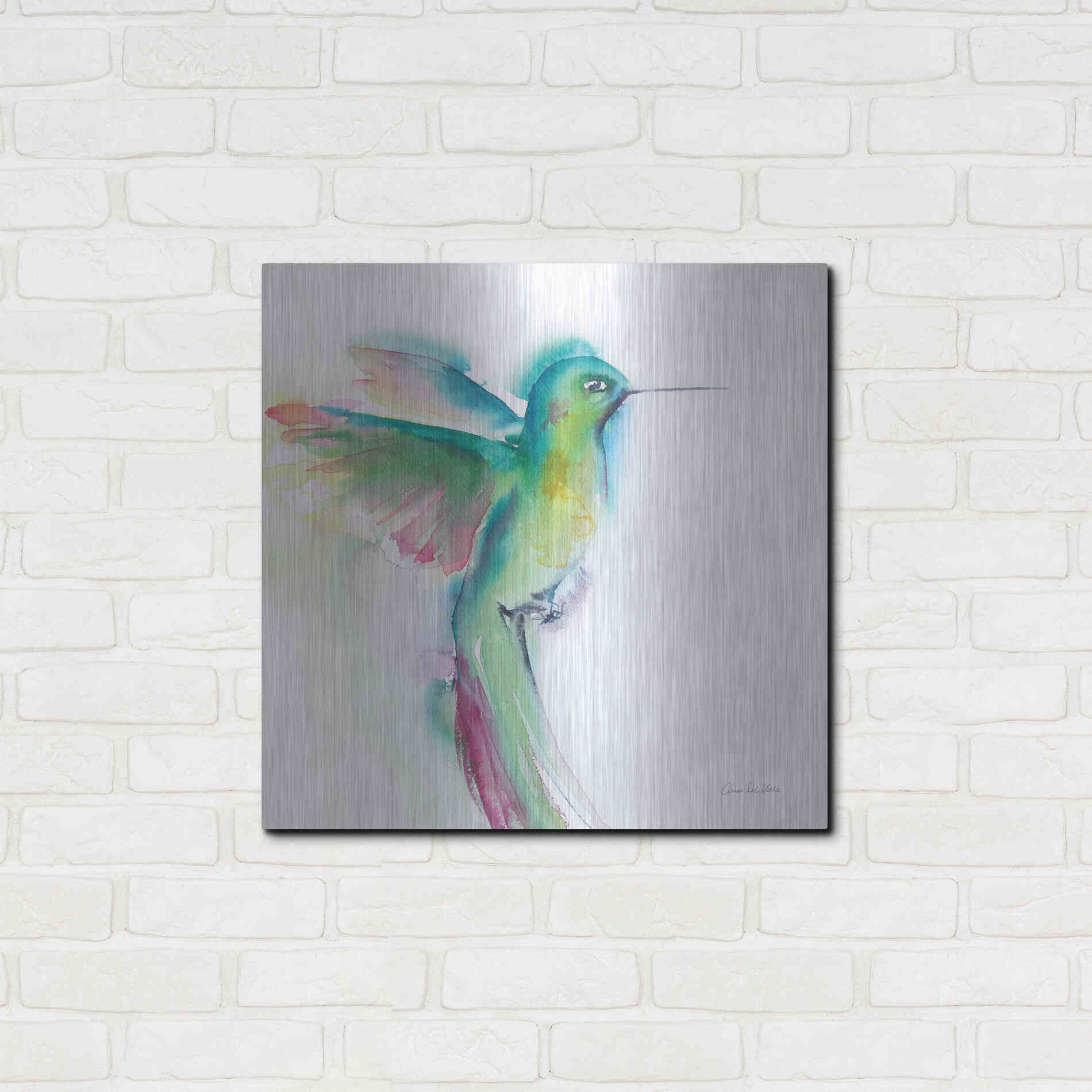 Luxe Metal Art 'Hummingbirds II' by Alan Majchrowicz, Metal Wall Art,24x24