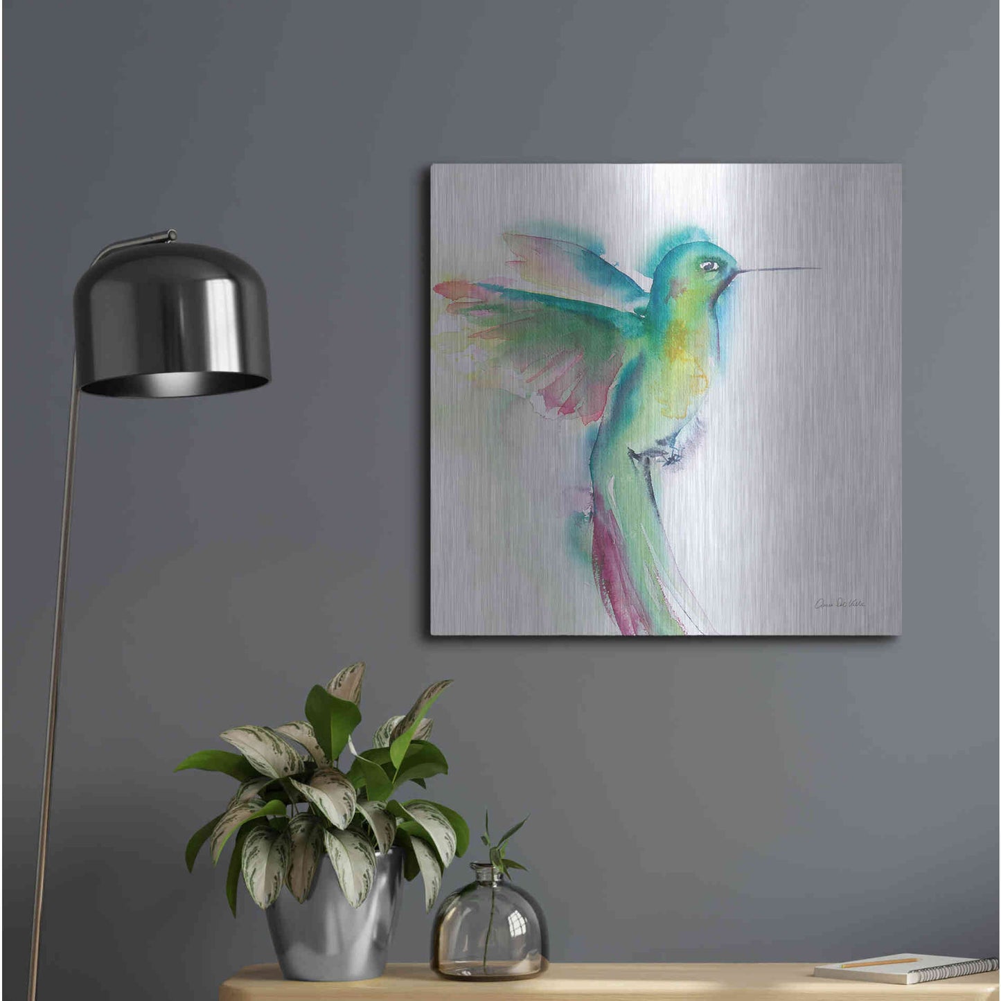 Luxe Metal Art 'Hummingbirds II' by Alan Majchrowicz, Metal Wall Art,24x24