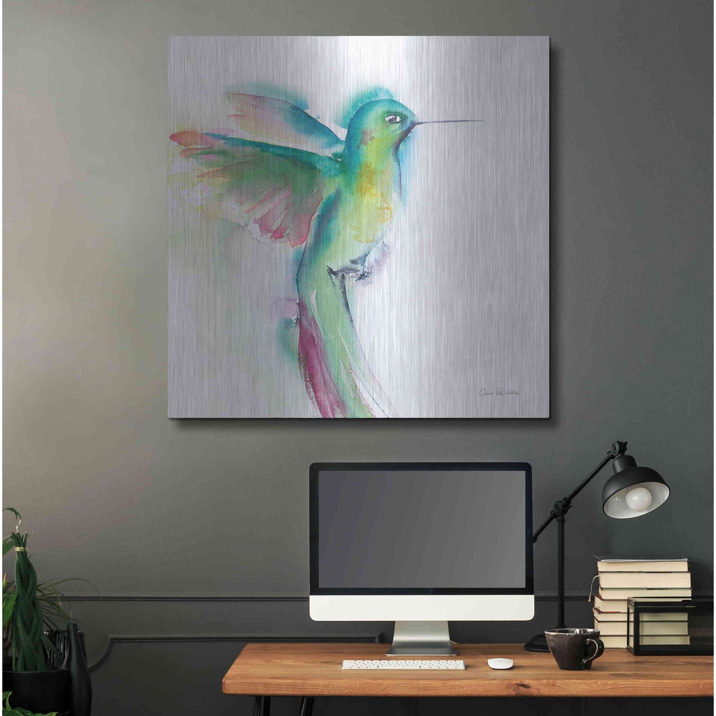 Luxe Metal Art 'Hummingbirds II' by Alan Majchrowicz, Metal Wall Art,36x36