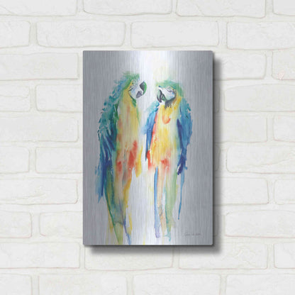Luxe Metal Art 'Colorful Parrots I' by Alan Majchrowicz, Metal Wall Art,12x16