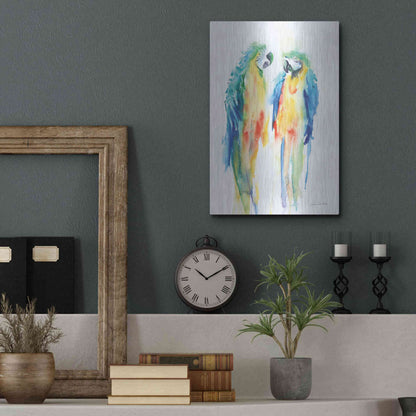 Luxe Metal Art 'Colorful Parrots I' by Alan Majchrowicz, Metal Wall Art,12x16