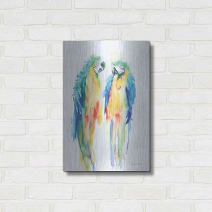 Luxe Metal Art 'Colorful Parrots I' by Alan Majchrowicz, Metal Wall Art,16x24