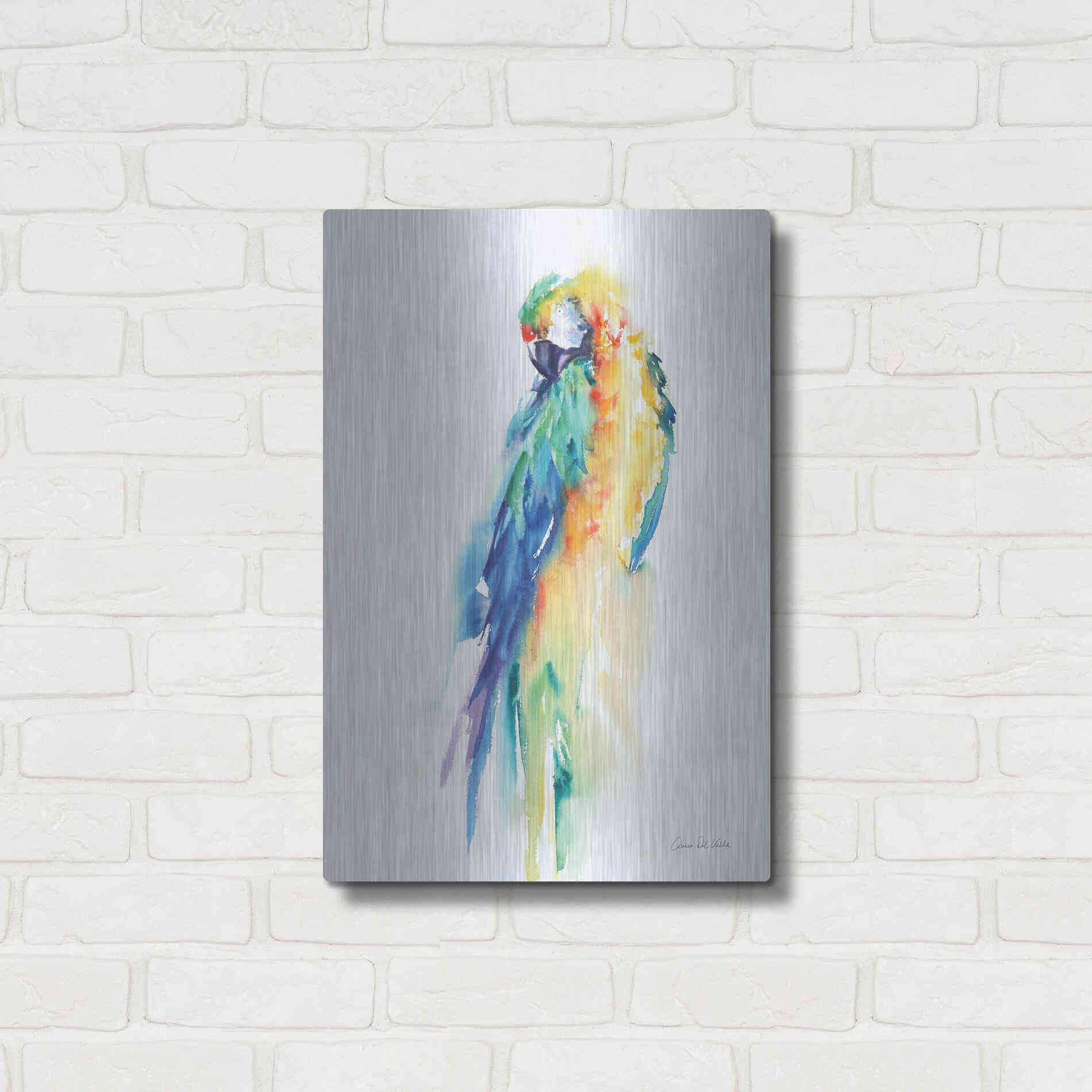 Luxe Metal Art 'Colorful Parrots II' by Alan Majchrowicz, Metal Wall Art,16x24