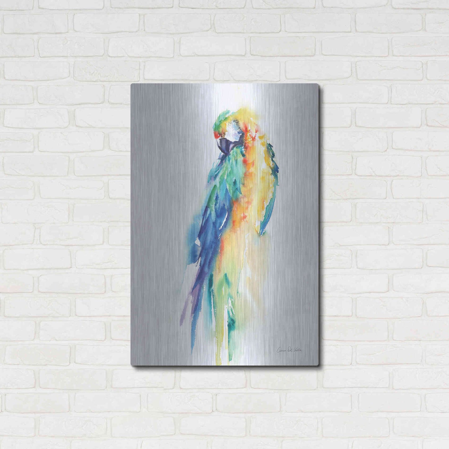 Luxe Metal Art 'Colorful Parrots II' by Alan Majchrowicz, Metal Wall Art,24x36
