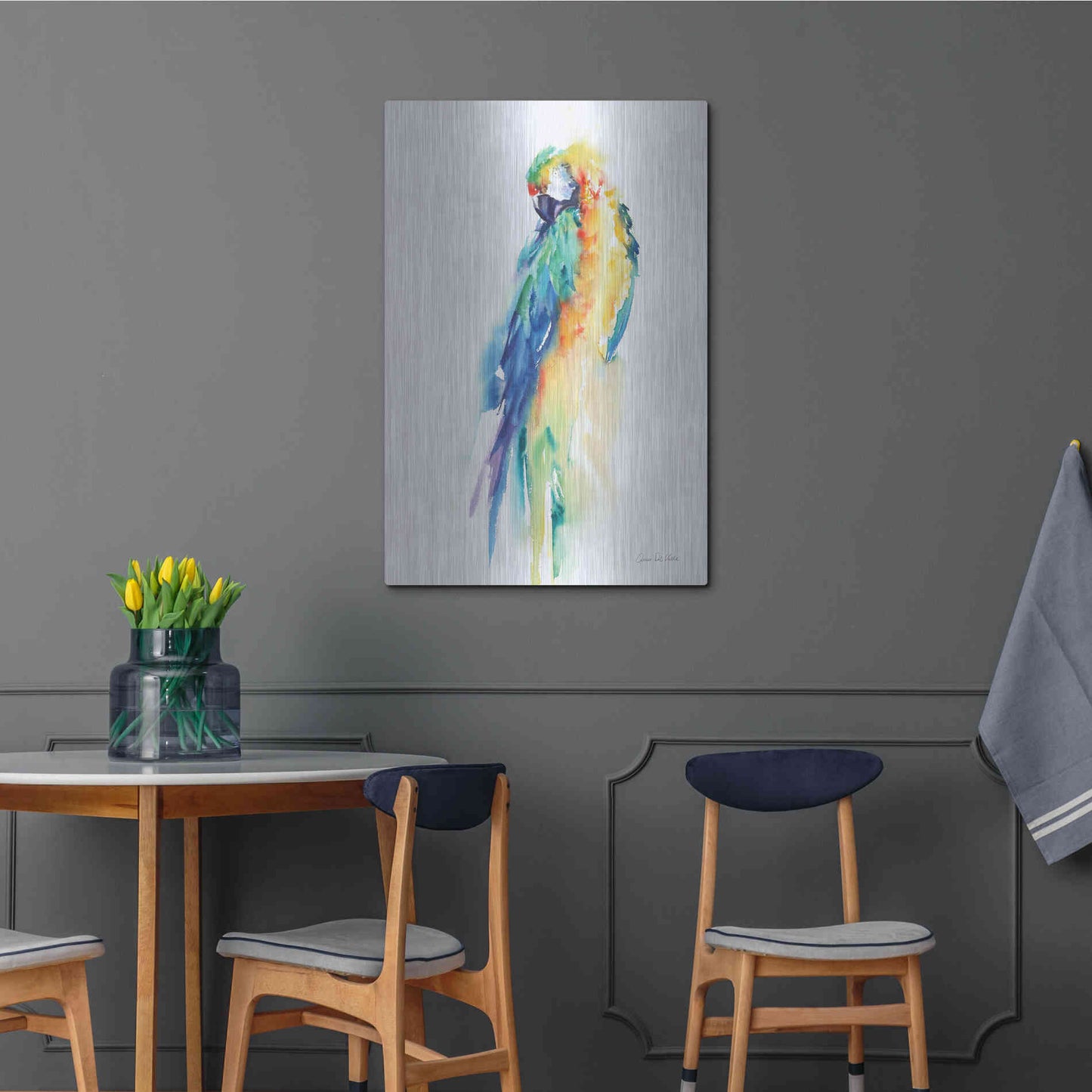 Luxe Metal Art 'Colorful Parrots II' by Alan Majchrowicz, Metal Wall Art,24x36