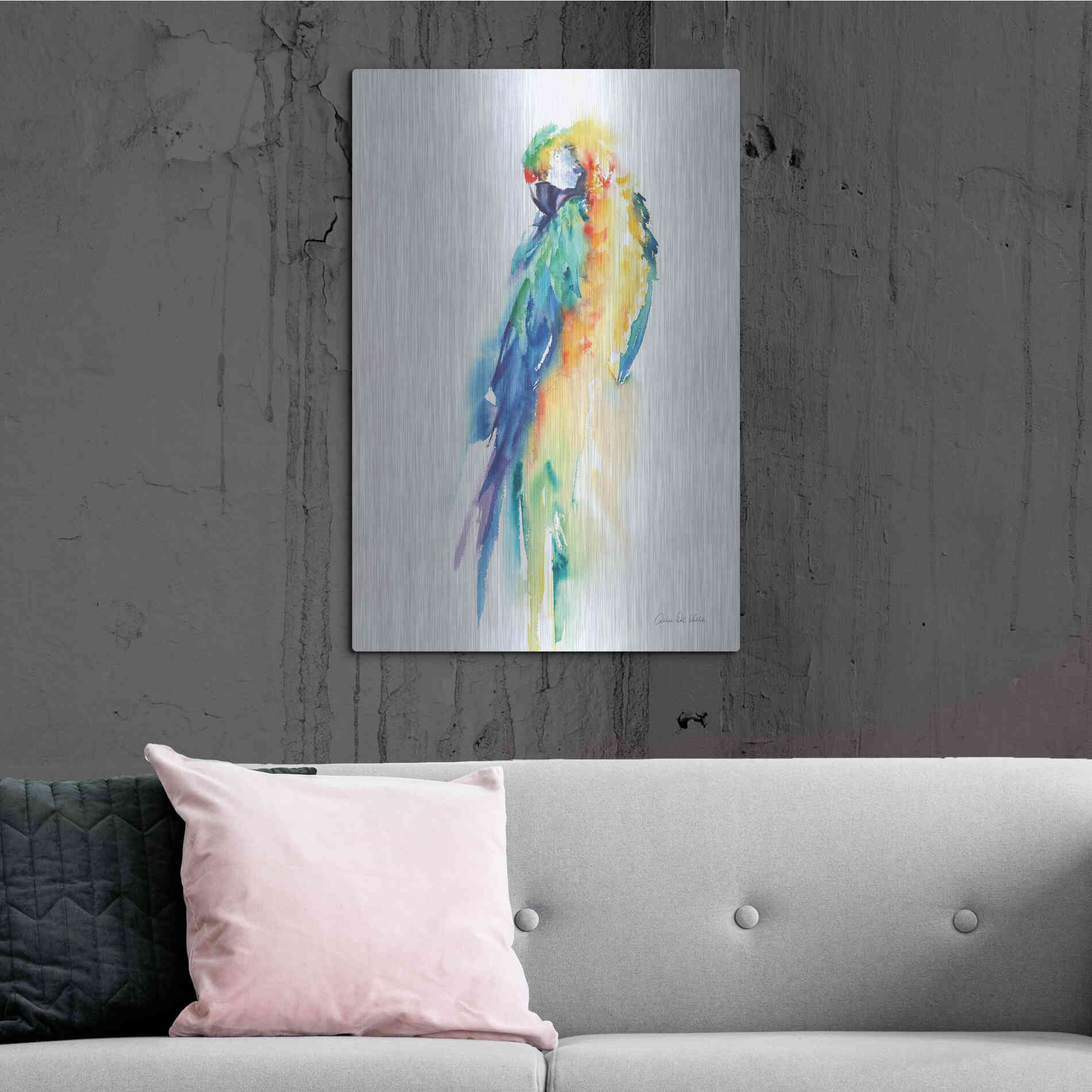 Luxe Metal Art 'Colorful Parrots II' by Alan Majchrowicz, Metal Wall Art,24x36