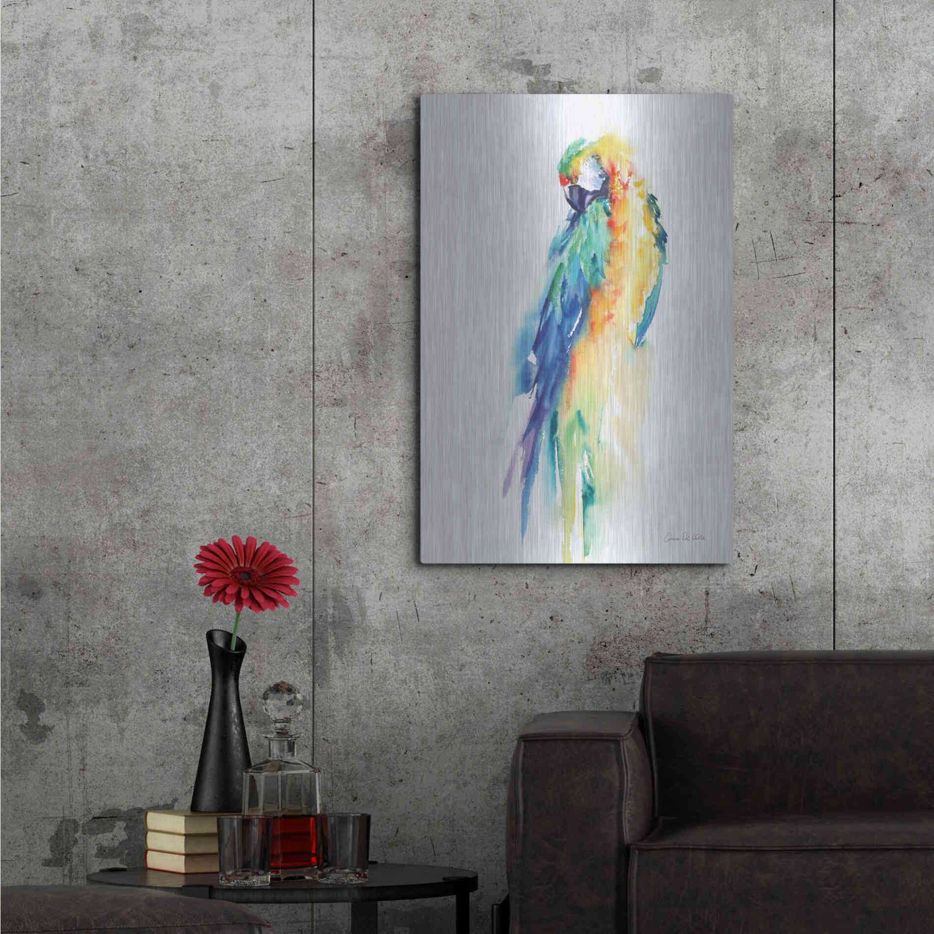 Luxe Metal Art 'Colorful Parrots II' by Alan Majchrowicz, Metal Wall Art,24x36