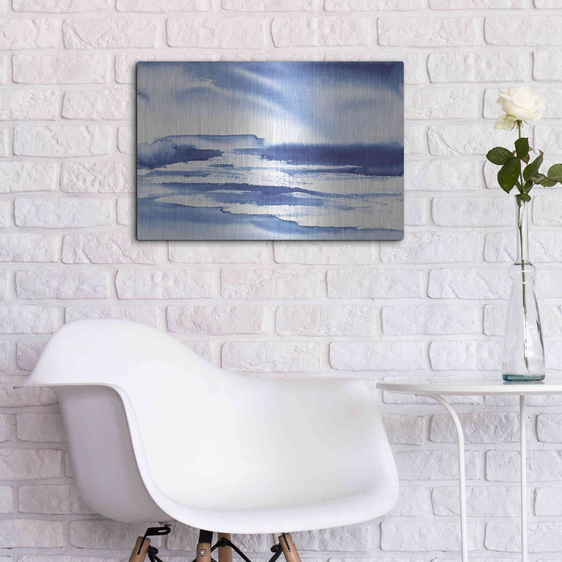 Luxe Metal Art 'Ocean Blue I' by Alan Majchrowicz, Metal Wall Art,24x16