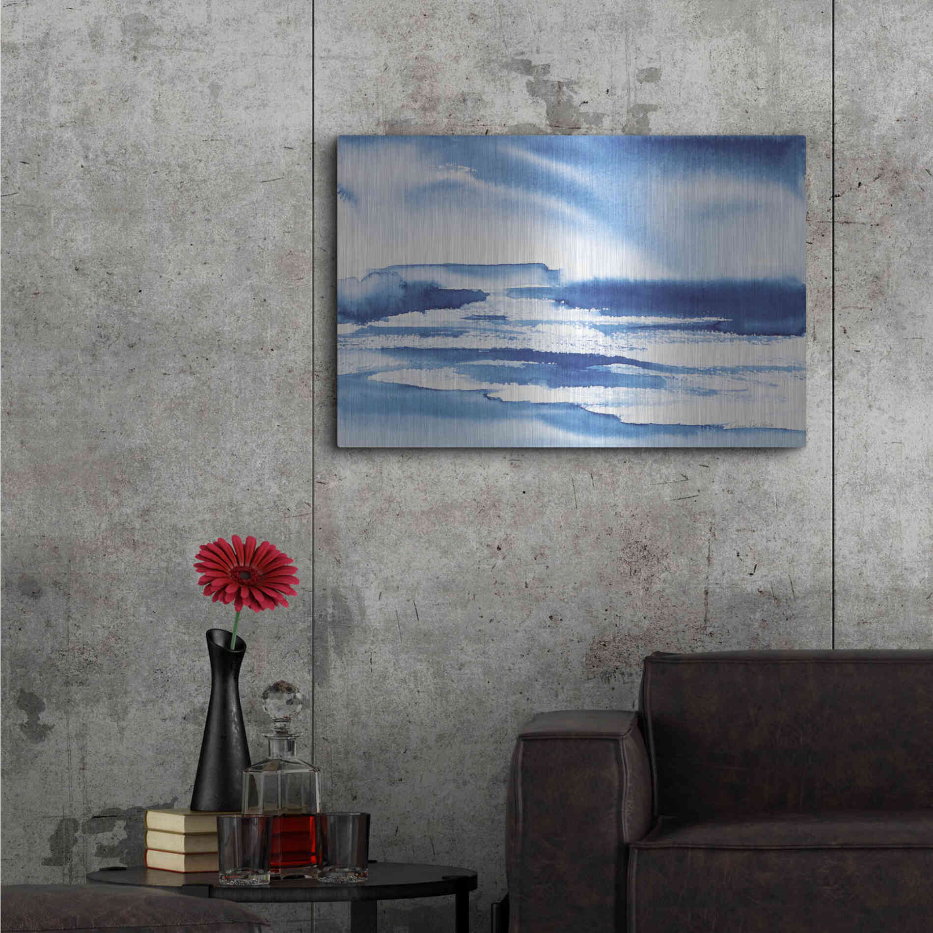 Luxe Metal Art 'Ocean Blue I' by Alan Majchrowicz, Metal Wall Art,36x24
