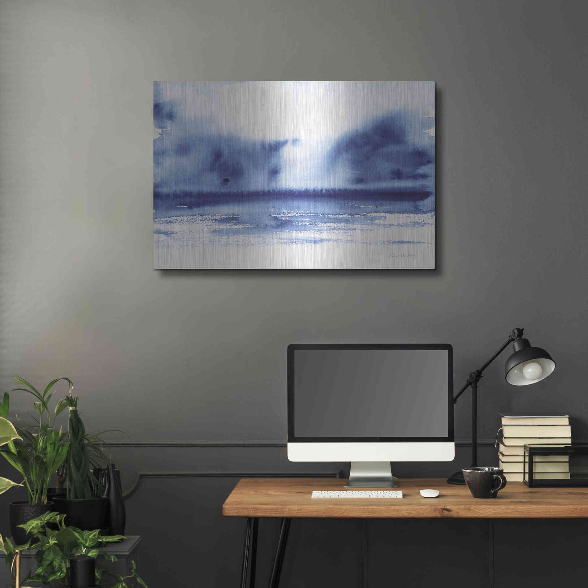 Luxe Metal Art 'Ocean Blue IV' by Alan Majchrowicz, Metal Wall Art,36x24
