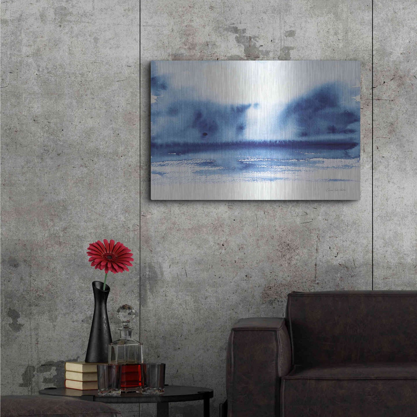 Luxe Metal Art 'Ocean Blue IV' by Alan Majchrowicz, Metal Wall Art,36x24