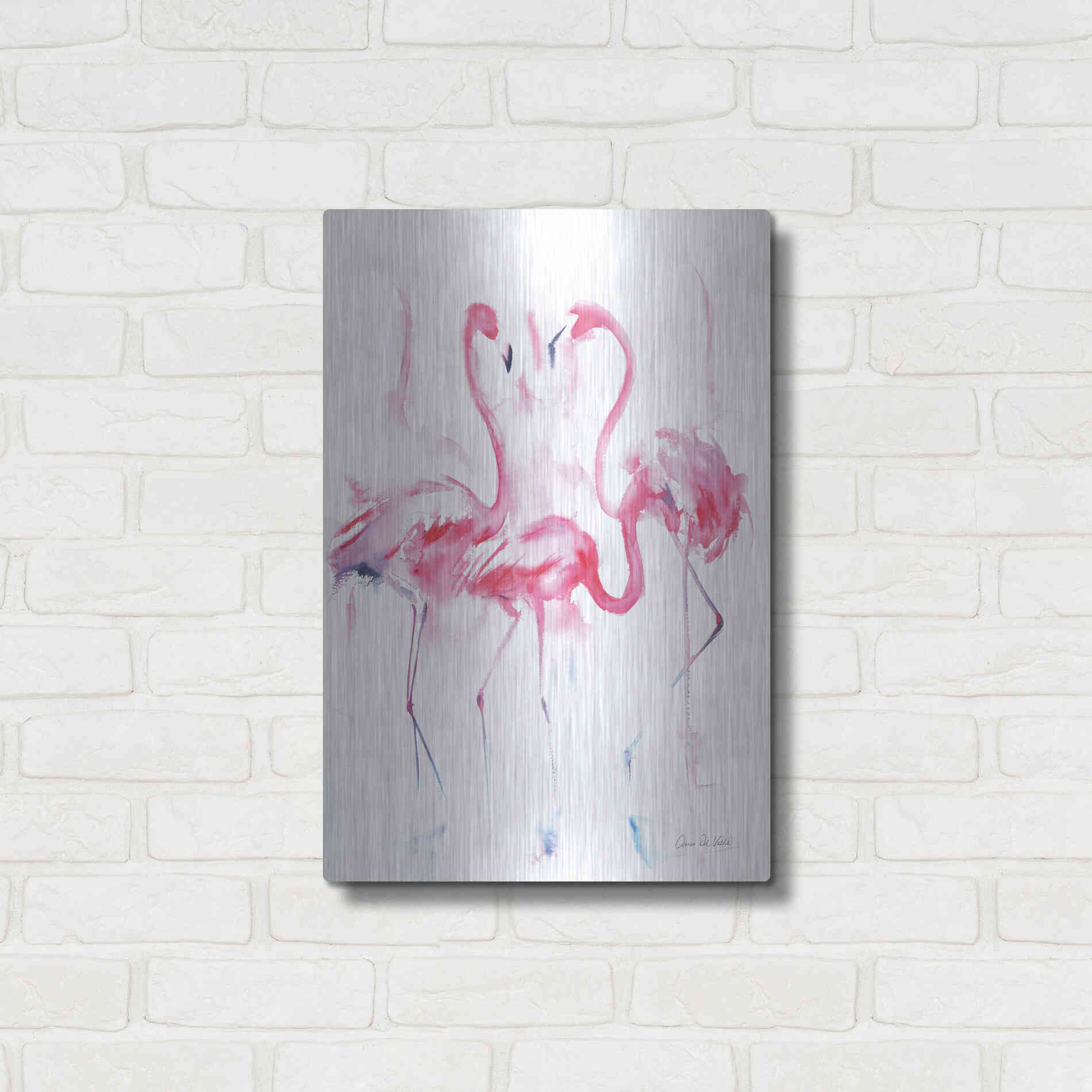 Luxe Metal Art 'Flamingo Trio' by Alan Majchrowicz, Metal Wall Art,16x24