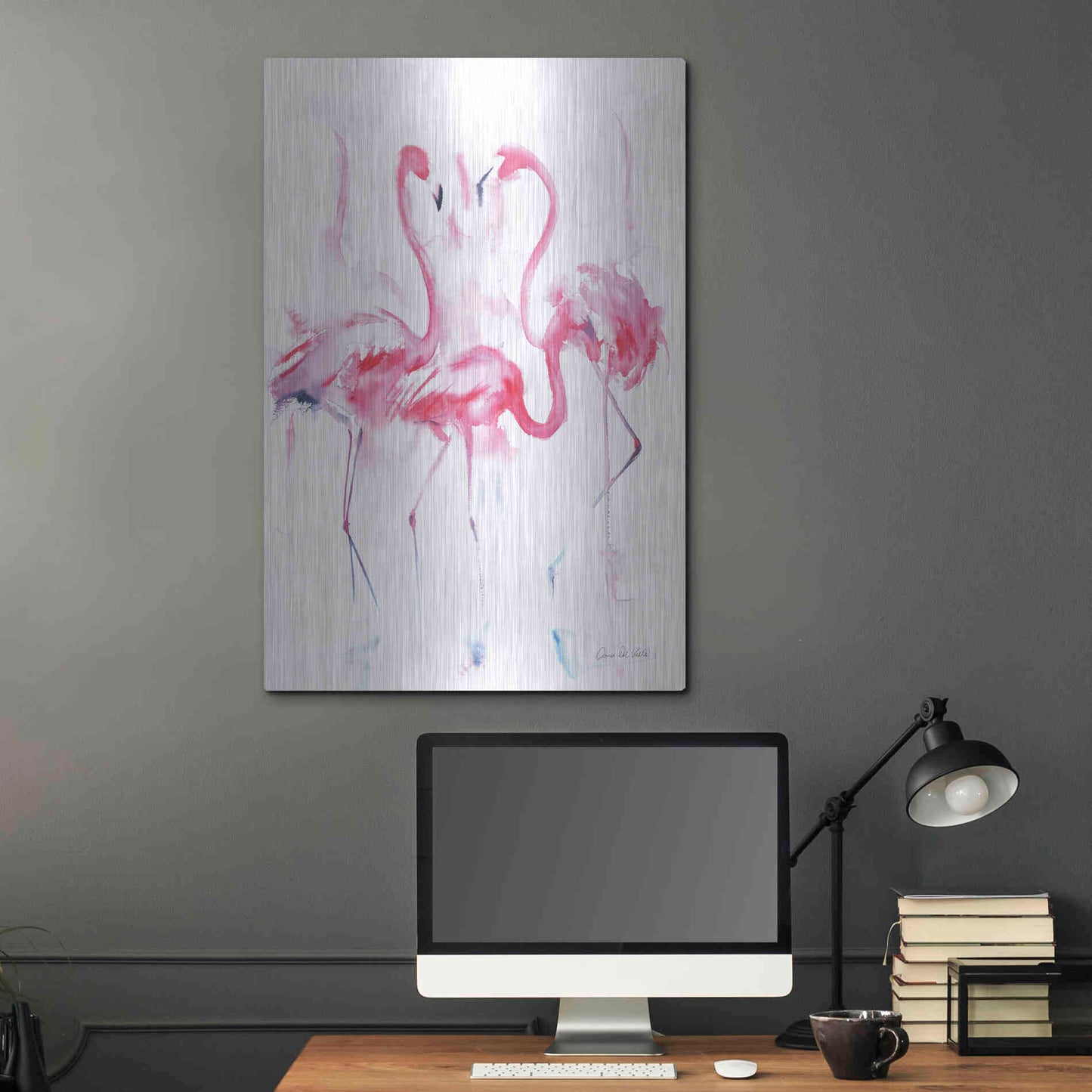 Luxe Metal Art 'Flamingo Trio' by Alan Majchrowicz, Metal Wall Art,24x36