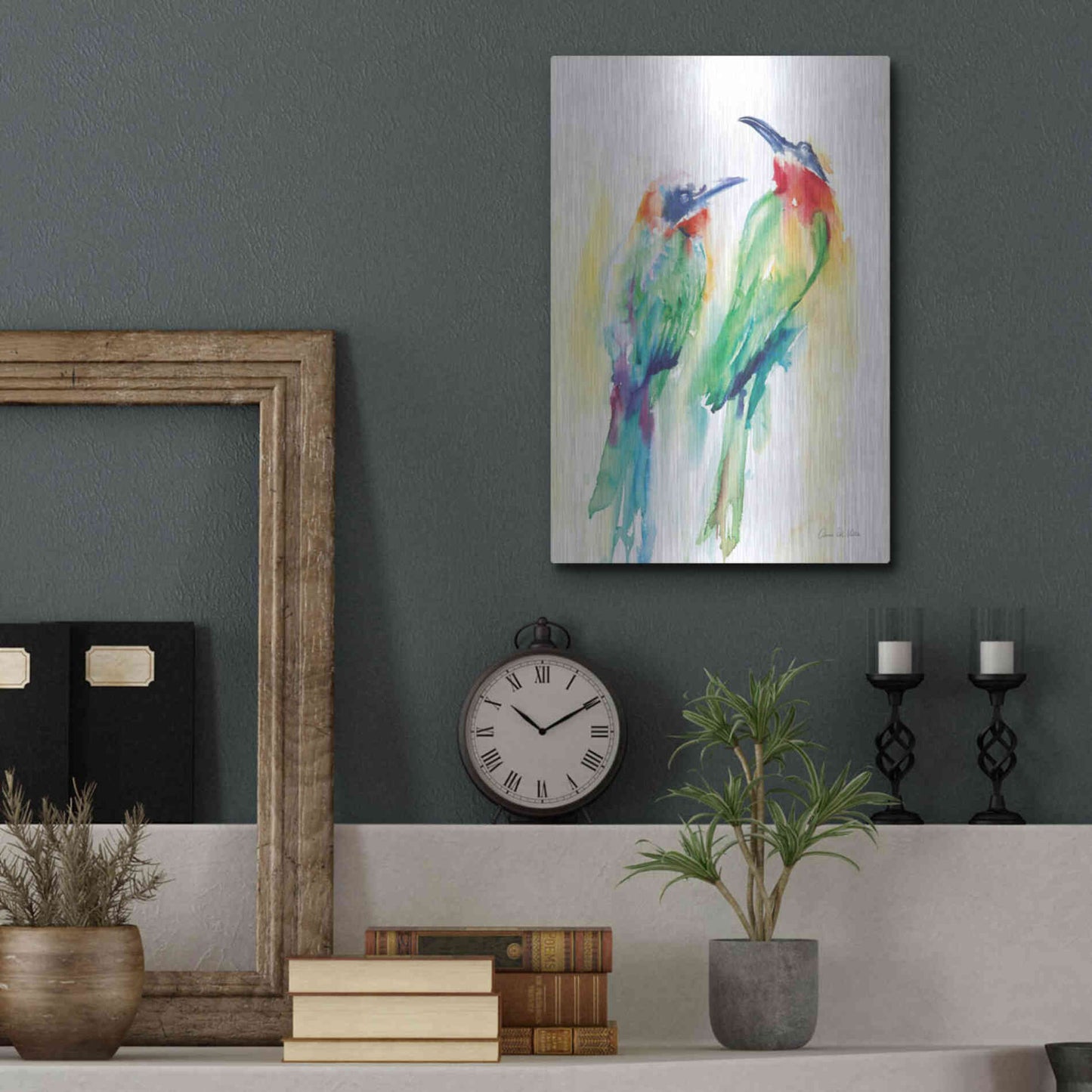 Luxe Metal Art 'Tropical Birds' by Alan Majchrowicz, Metal Wall Art,12x16