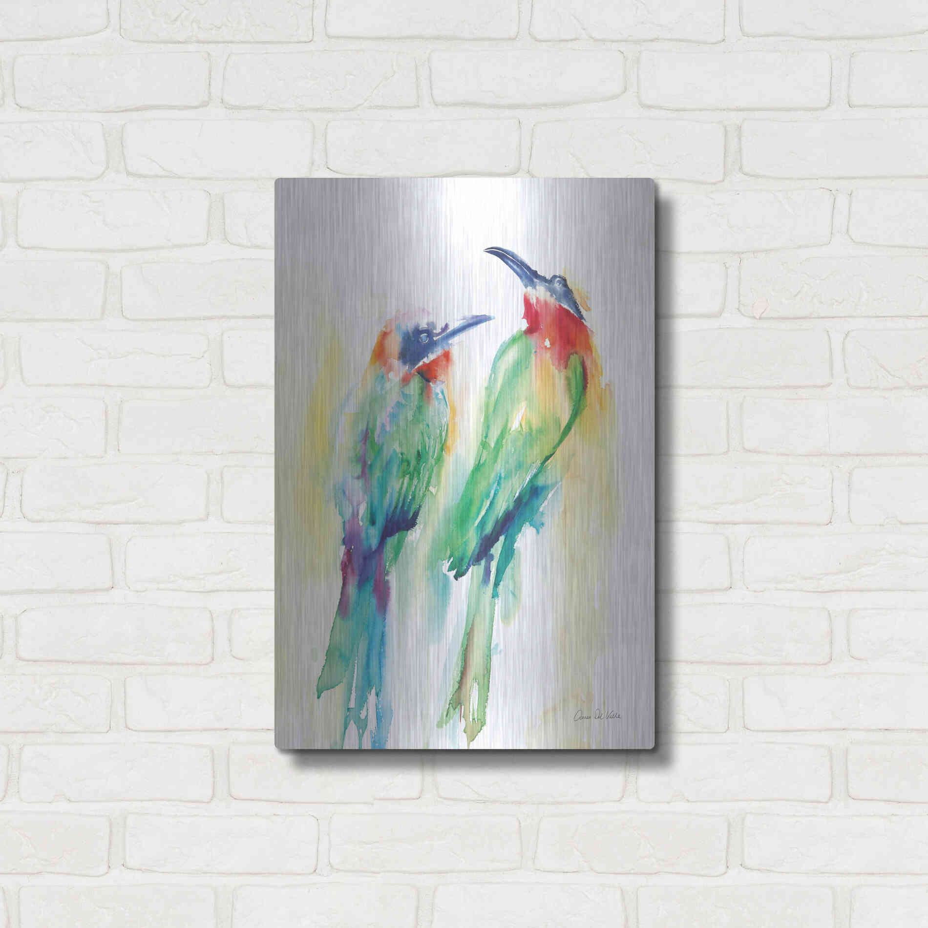 Luxe Metal Art 'Tropical Birds' by Alan Majchrowicz, Metal Wall Art,16x24