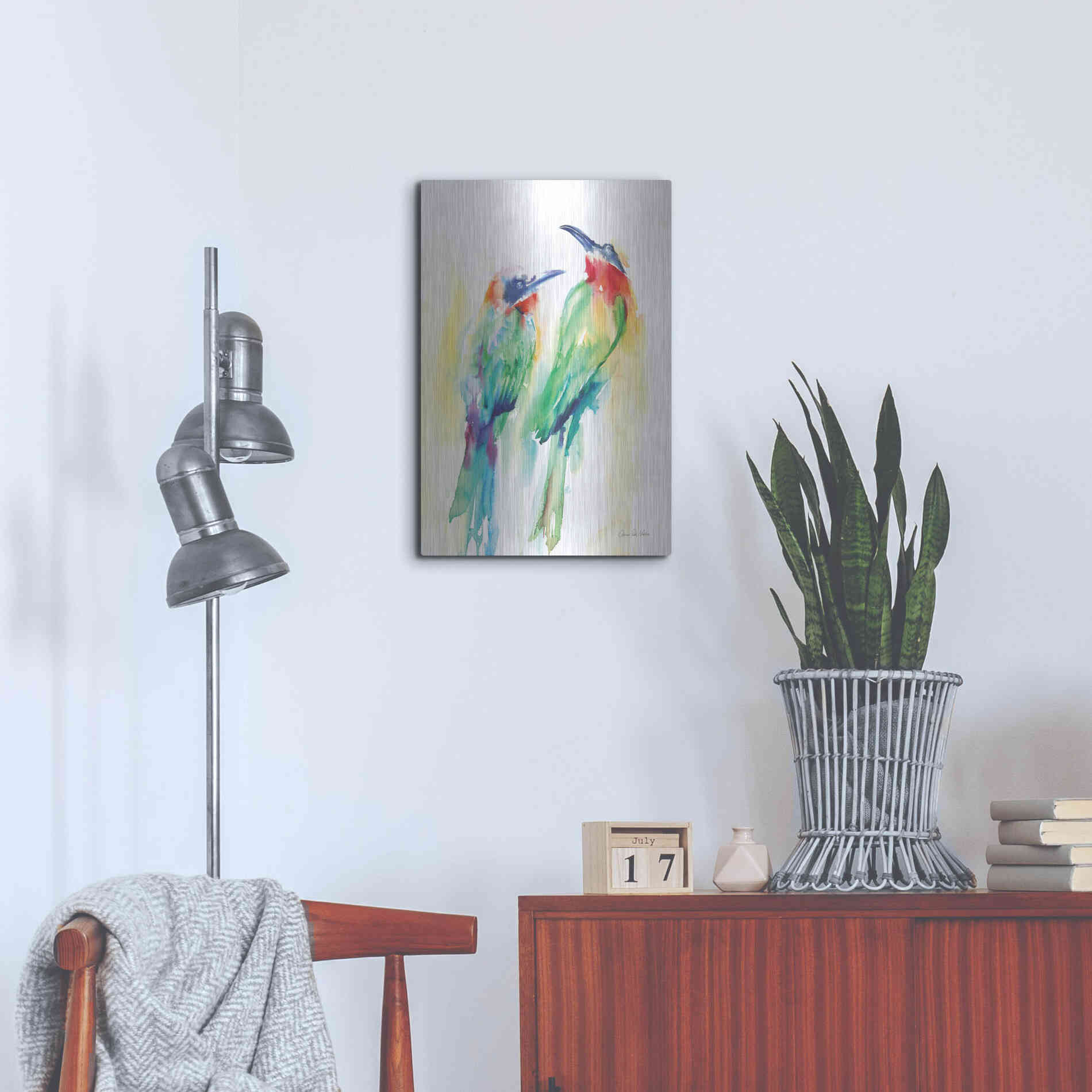 Luxe Metal Art 'Tropical Birds' by Alan Majchrowicz, Metal Wall Art,16x24