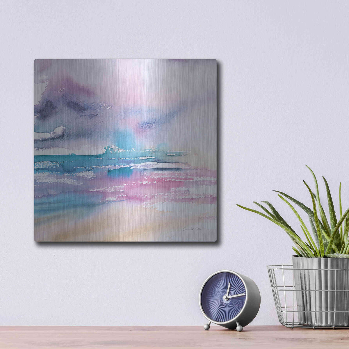 Luxe Metal Art 'Violet Sky' by Alan Majchrowicz, Metal Wall Art,12x12