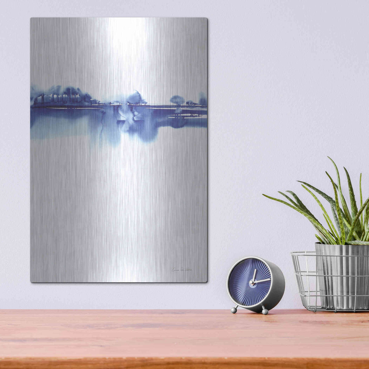 Luxe Metal Art 'Blue Horizon I' by Alan Majchrowicz, Metal Wall Art,12x16