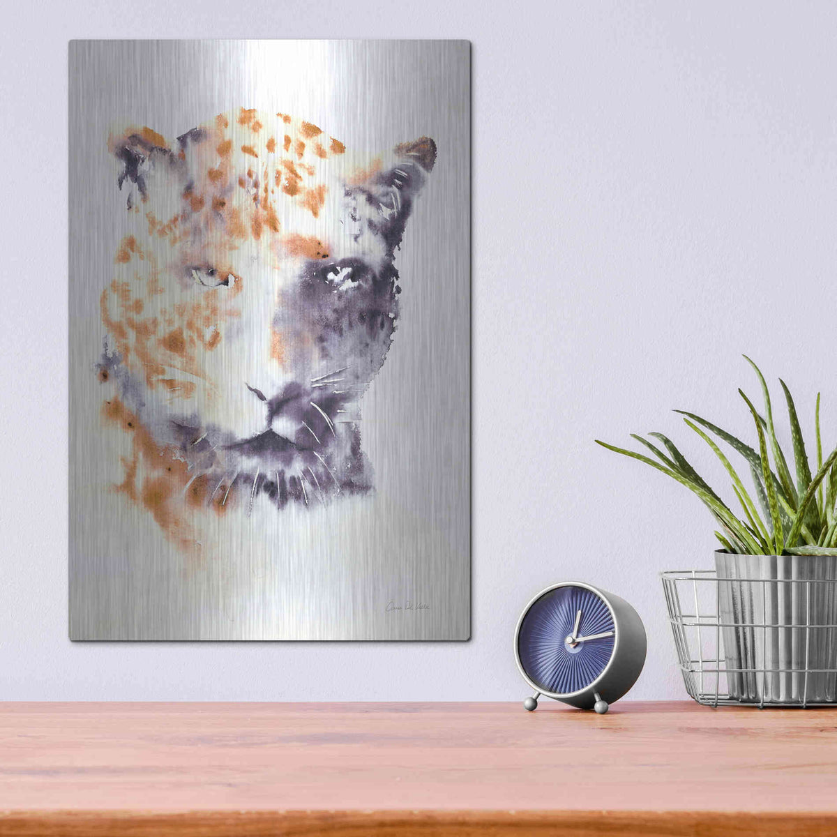 Luxe Metal Art 'Cheetah Neutral' by Alan Majchrowicz, Metal Wall Art,12x16