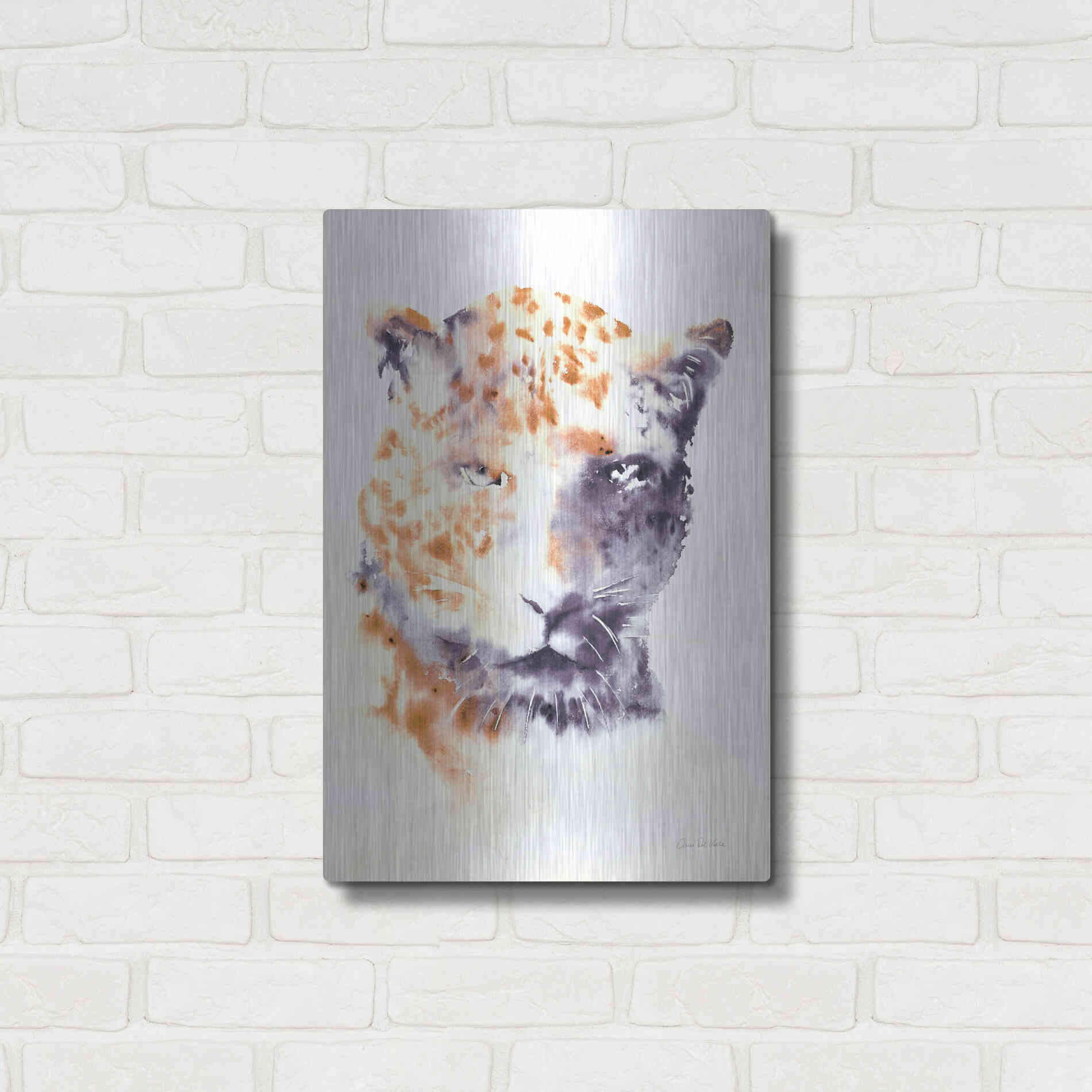 Luxe Metal Art 'Cheetah Neutral' by Alan Majchrowicz, Metal Wall Art,16x24