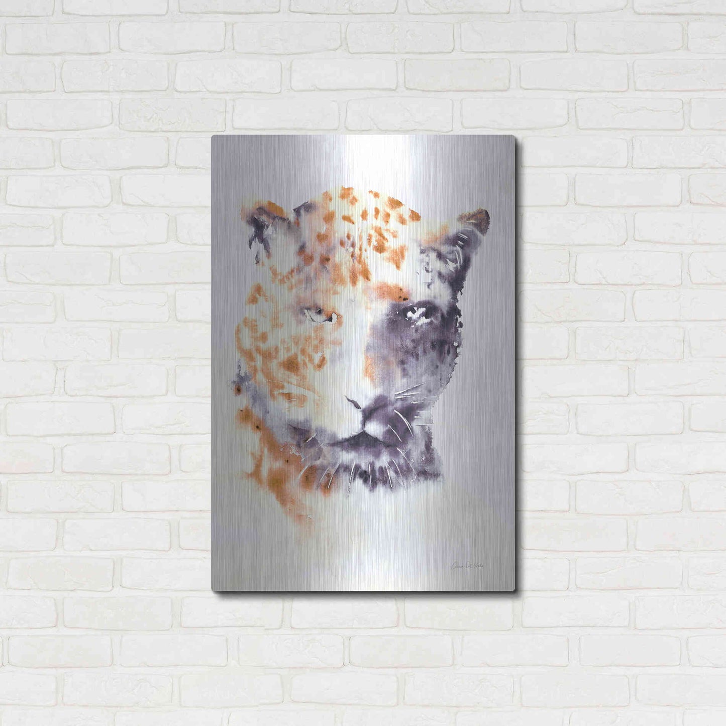 Luxe Metal Art 'Cheetah Neutral' by Alan Majchrowicz, Metal Wall Art,24x36