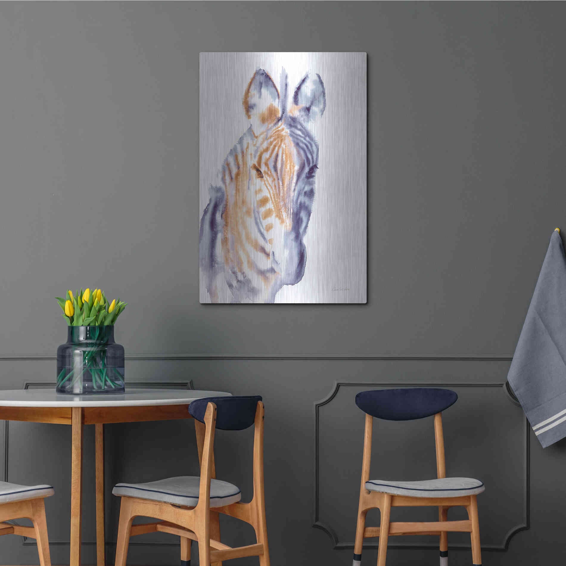 Luxe Metal Art 'Zebra Neutral' by Alan Majchrowicz, Metal Wall Art,24x36