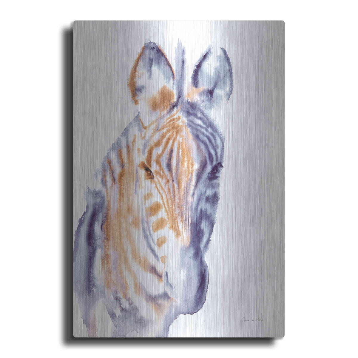 Luxe Metal Art 'Zebra Neutral' by Alan Majchrowicz, Metal Wall Art
