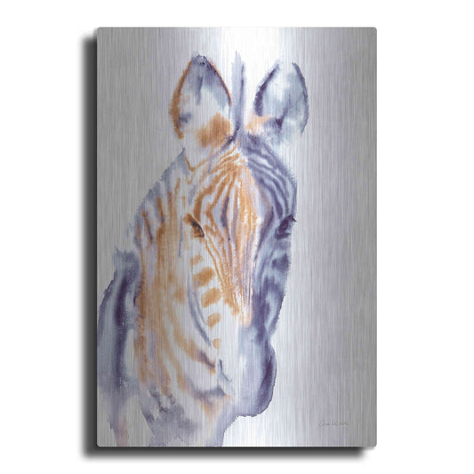 Luxe Metal Art 'Zebra Neutral' by Alan Majchrowicz, Metal Wall Art