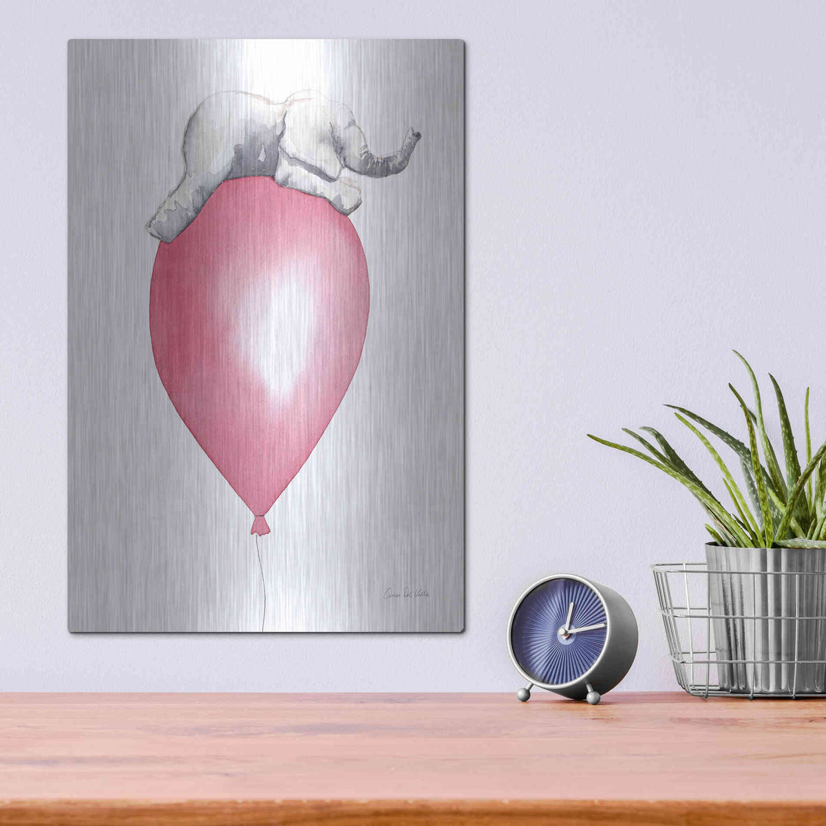 Luxe Metal Art 'Baby Elephant Love I' by Alan Majchrowicz, Metal Wall Art,12x16