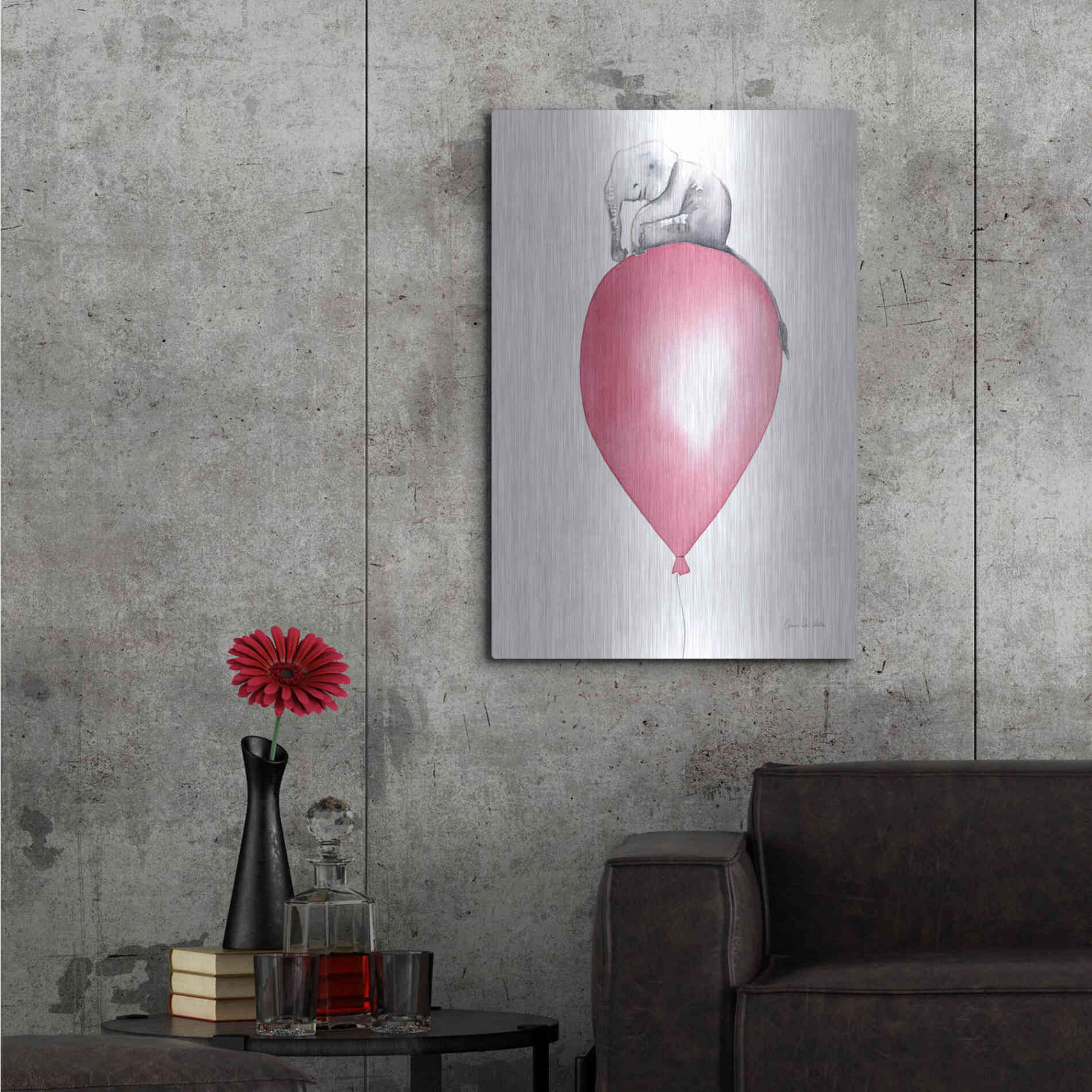 Luxe Metal Art 'Baby Elephant Love II' by Alan Majchrowicz, Metal Wall Art,24x36