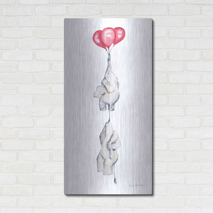 Luxe Metal Art 'Baby Elephant Love IV' by Alan Majchrowicz, Metal Wall Art,24x48