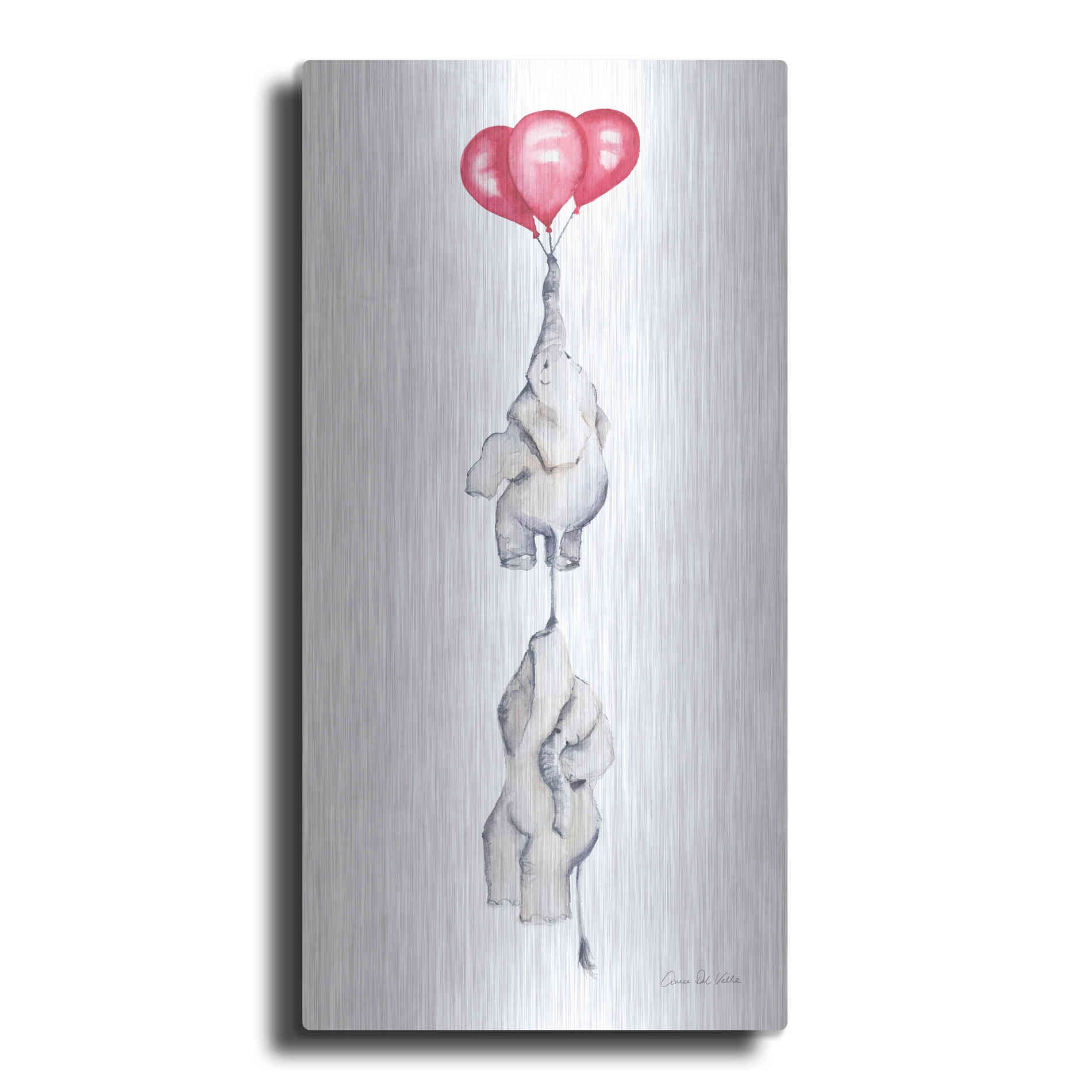 Luxe Metal Art 'Baby Elephant Love IV' by Alan Majchrowicz, Metal Wall Art