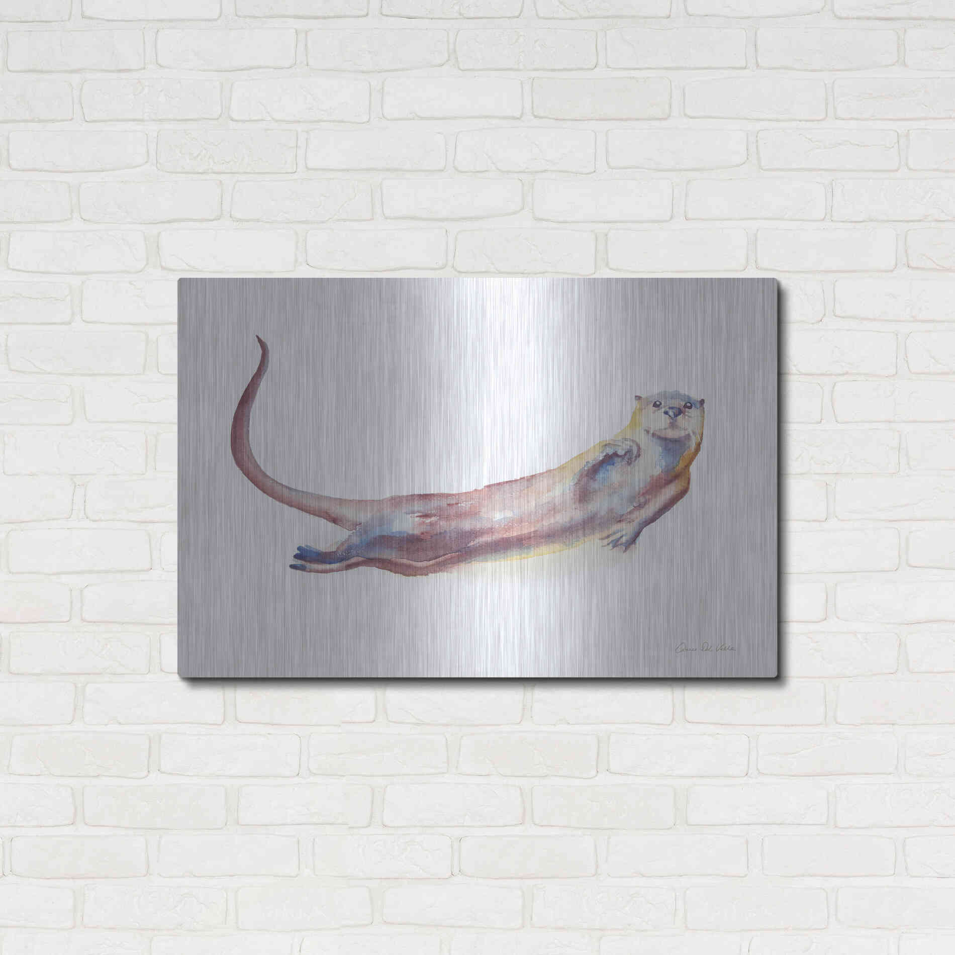 Luxe Metal Art 'Swimming Otter I' by Alan Majchrowicz, Metal Wall Art,36x24