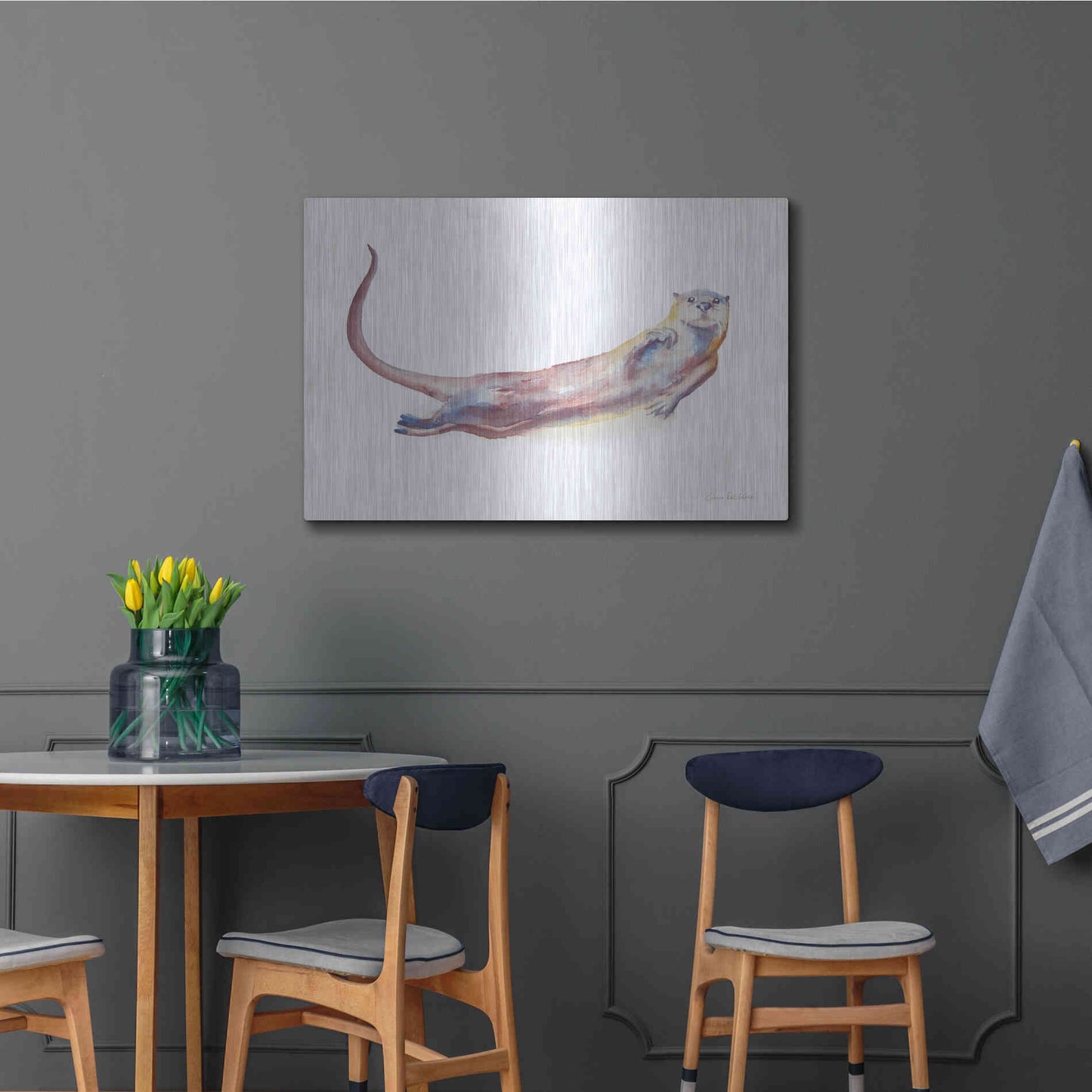 Luxe Metal Art 'Swimming Otter I' by Alan Majchrowicz, Metal Wall Art,36x24