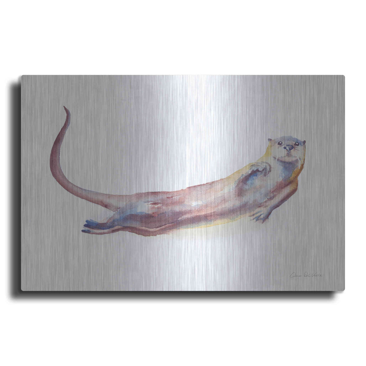 Luxe Metal Art 'Swimming Otter I' by Alan Majchrowicz, Metal Wall Art