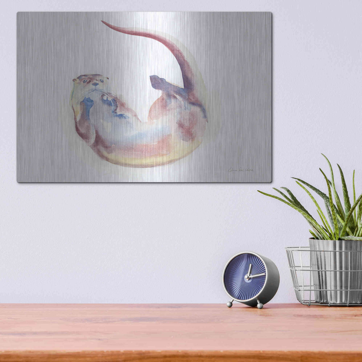 Luxe Metal Art 'Swimming Otter II' by Alan Majchrowicz, Metal Wall Art,16x12