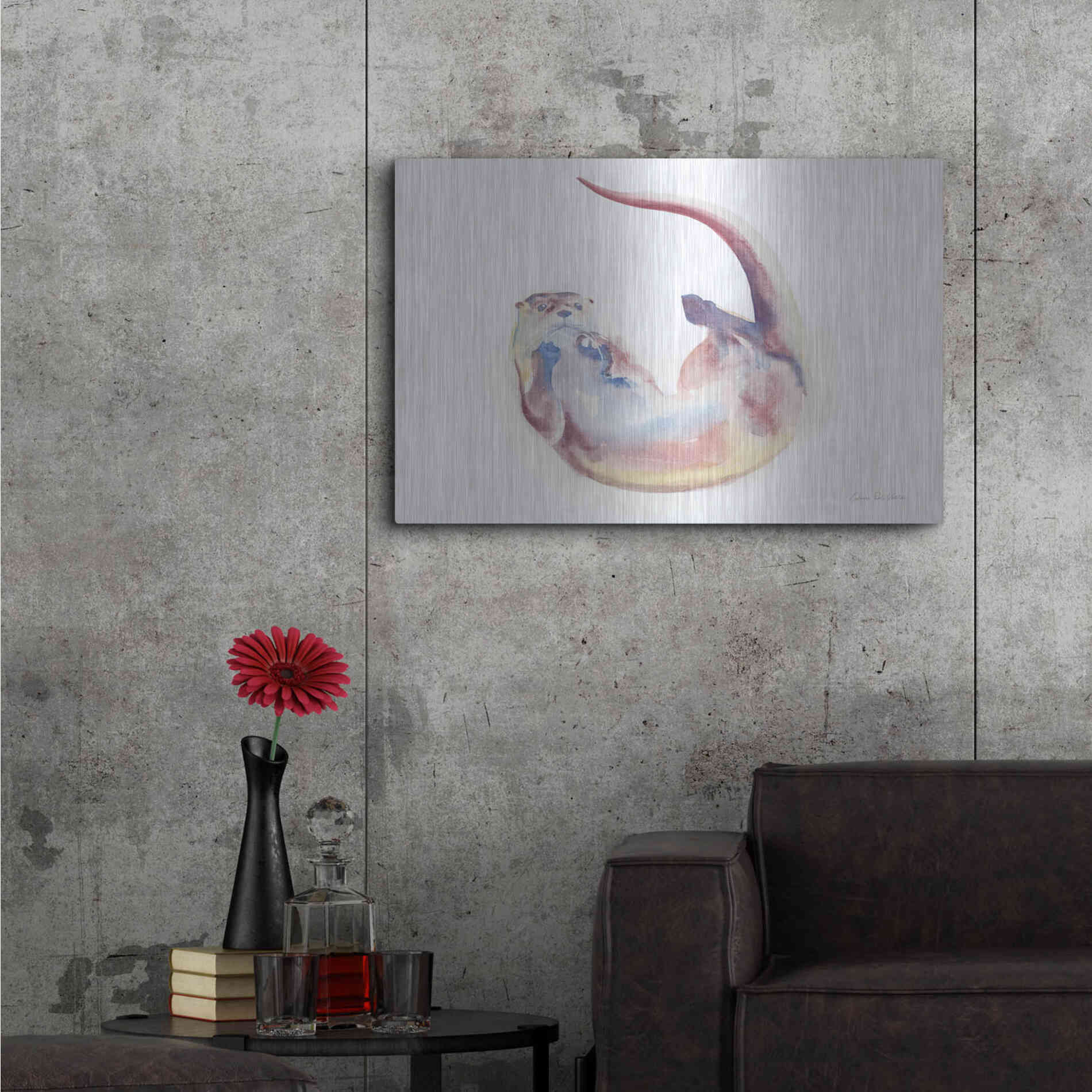 Luxe Metal Art 'Swimming Otter II' by Alan Majchrowicz, Metal Wall Art,36x24