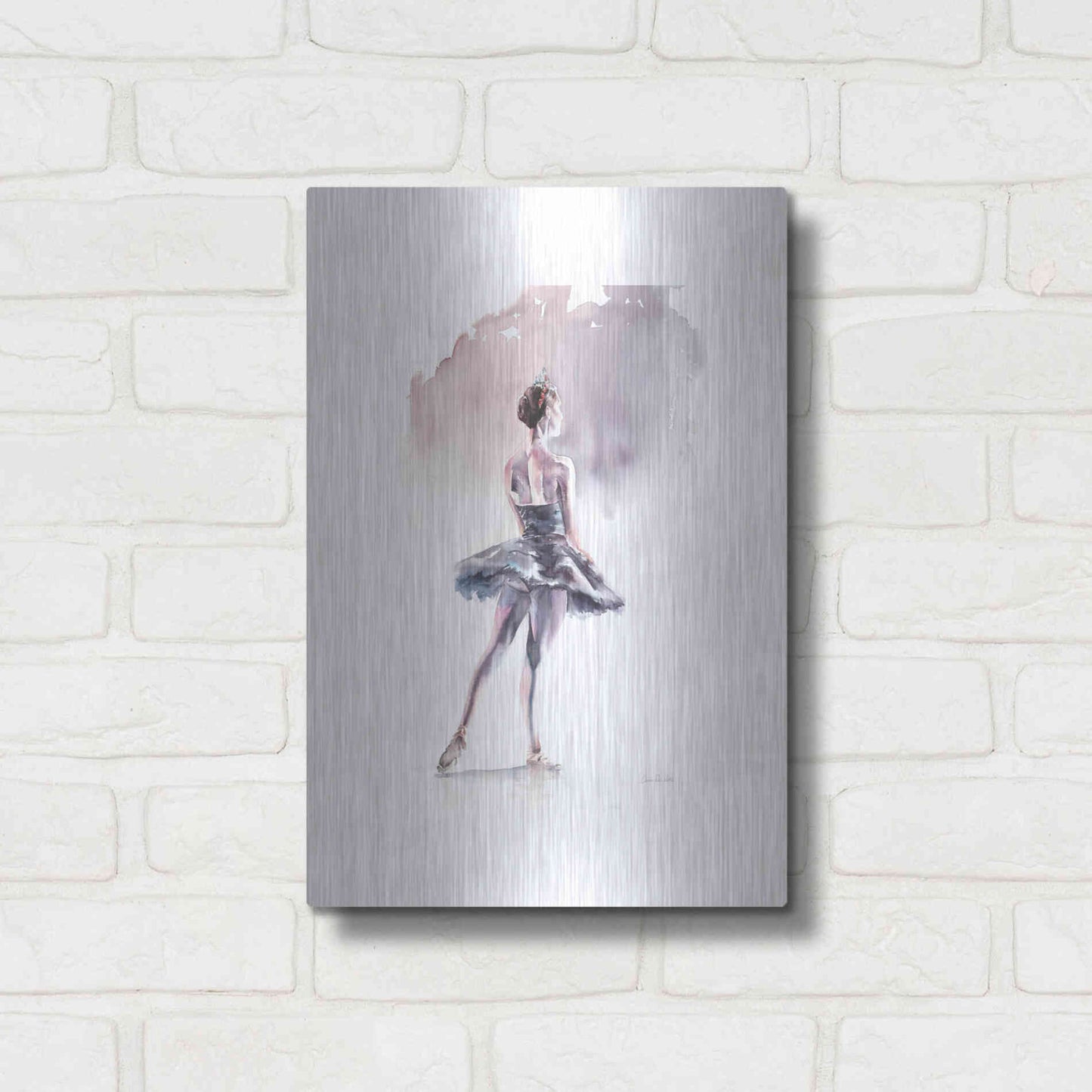 Luxe Metal Art 'Ballet I White Border' by Alan Majchrowicz, Metal Wall Art,12x16