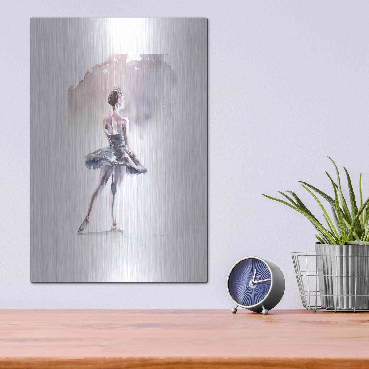 Luxe Metal Art 'Ballet I White Border' by Alan Majchrowicz, Metal Wall Art,12x16