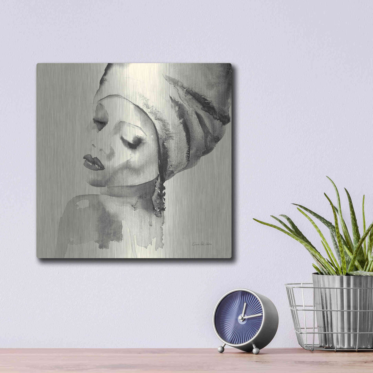 Luxe Metal Art 'Woman I Yellow' by Alan Majchrowicz, Metal Wall Art,12x12