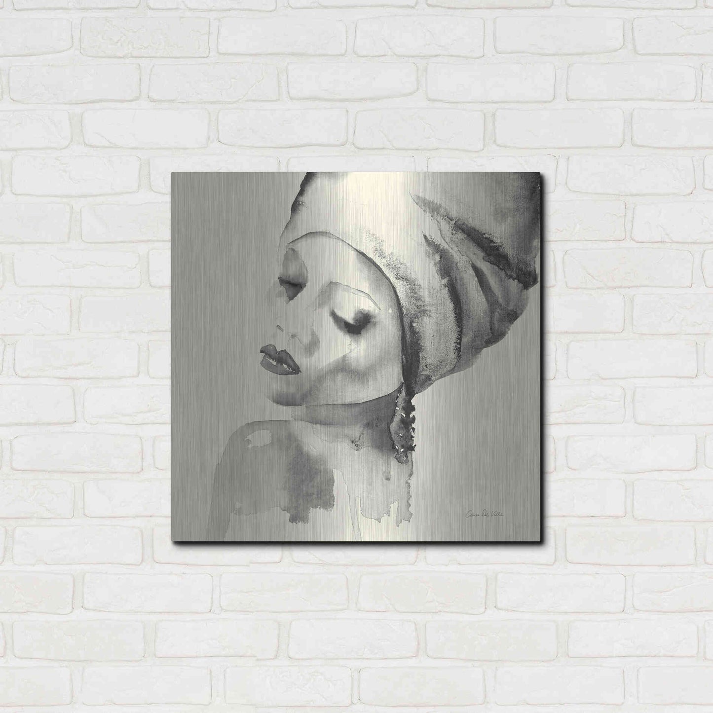 Luxe Metal Art 'Woman I Yellow' by Alan Majchrowicz, Metal Wall Art,24x24