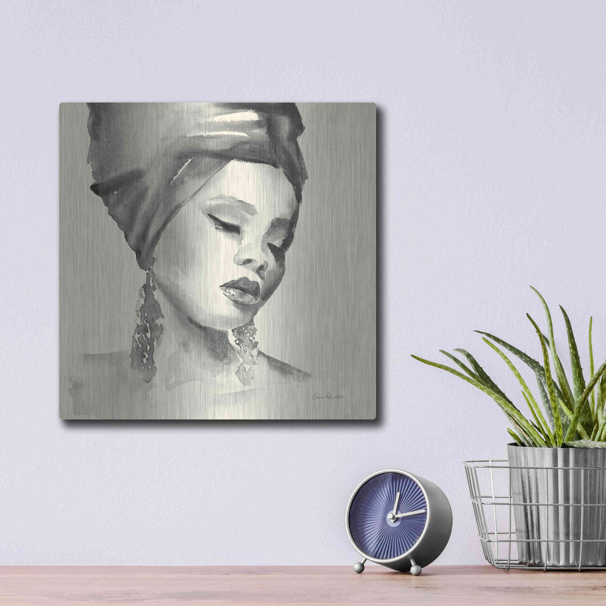 Luxe Metal Art 'Woman II Yellow' by Alan Majchrowicz, Metal Wall Art,12x12