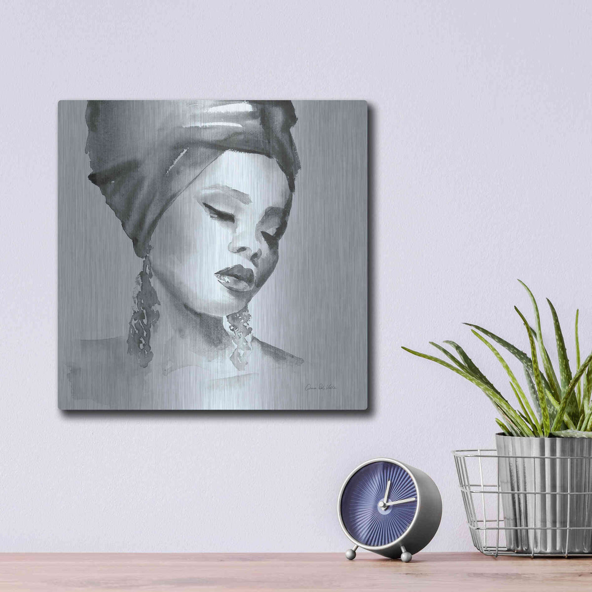 Luxe Metal Art 'Woman II Blue' by Alan Majchrowicz, Metal Wall Art,12x12