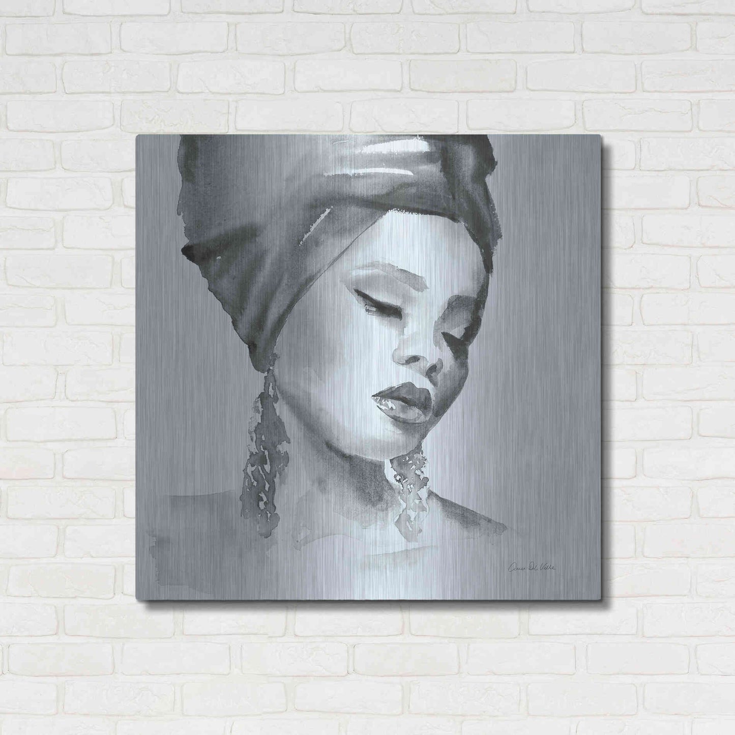 Luxe Metal Art 'Woman II Blue' by Alan Majchrowicz, Metal Wall Art,36x36