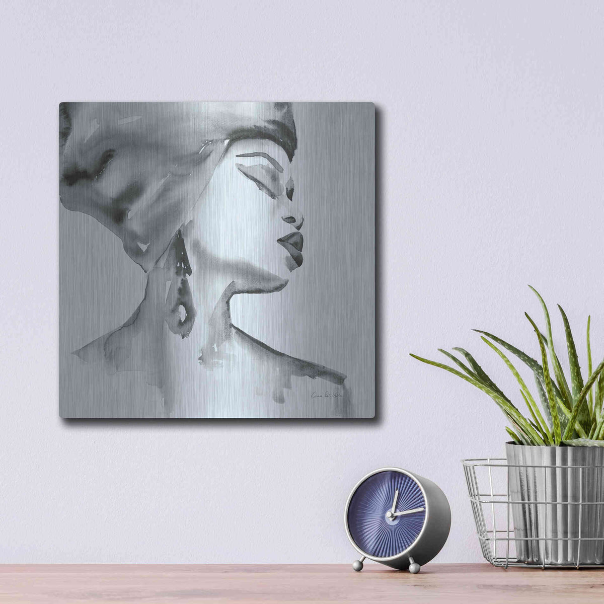 Luxe Metal Art 'Woman III Blue' by Alan Majchrowicz, Metal Wall Art,12x12